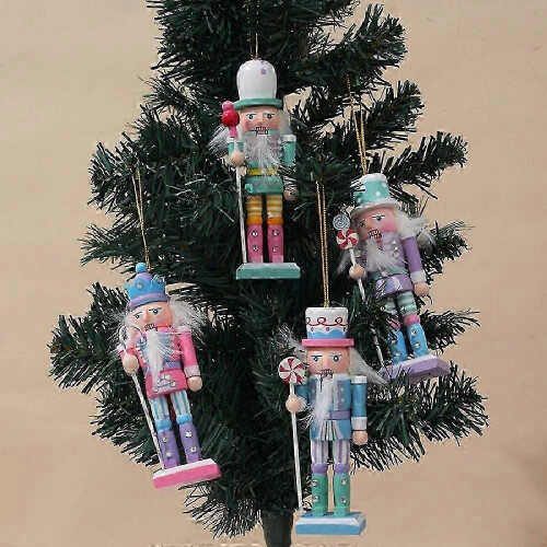 4Pcs Wooden Nutcracker Candy Ornaments Set for Christmas Decorations 2