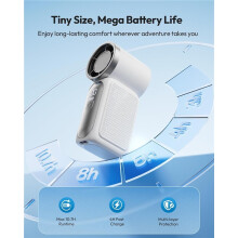 Mini ventilateur blanc rechargeable, 6 vitesses écran LED + cordon voyage
