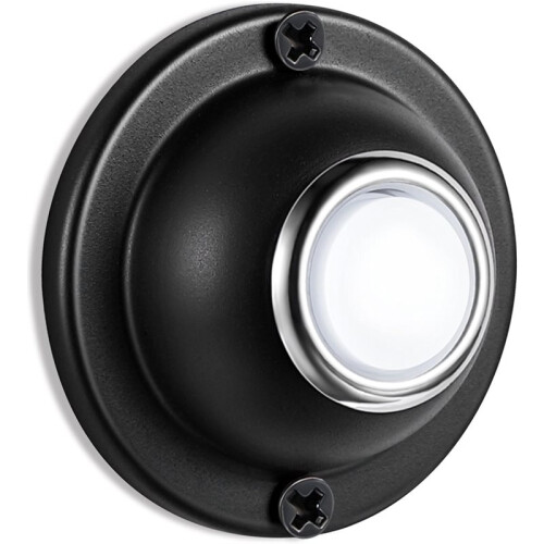 Door Bell Button, Metal Round Doorbell Button Wired Lighted  LED Door Buttons Replacement Solid Iron Doorbell