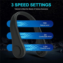 Mini ventilateur cou bleu, 3 vitesses double tête sans pales rechargeable