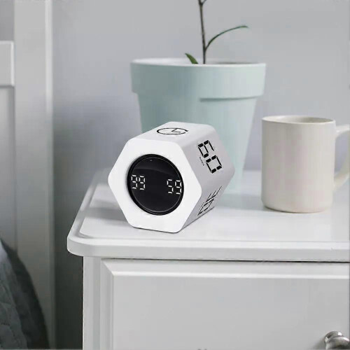 (White) Productivity Cube Timer Gravity Sensor Flipping Desk 5 Preset Time ADHD for Office Study Work 1
