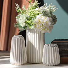 Set of 3 White Ceramic Vases for Modern Home Decor, Matte Decorative Vases for Pampas Grass, Aesthetic Neutral Boho Scan