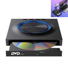 7-in-1 External Blu-ray Burner Drive, USB 3.0 and Type-C, CD/DVD/BD Read and Write, SD/TF Card Reader, Slim and Portable