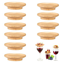 10 Pack Bamboo Wine Glass Covers, Glass Lids and Charcuterie Toppers, Party Accessories for Snacks, Desserts, Buffets, F