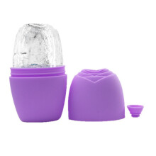 (Purple) Silicone Ice Roller Face Massager Ice Mold Ice Cubes Beauty Tool Facial Icing Skincare Roller