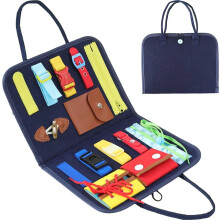 Activity Board, Busy Board Montessori Toy with Various Buckles and Fasteners, Sensory Toy for Babies Aged 1 Year and Up