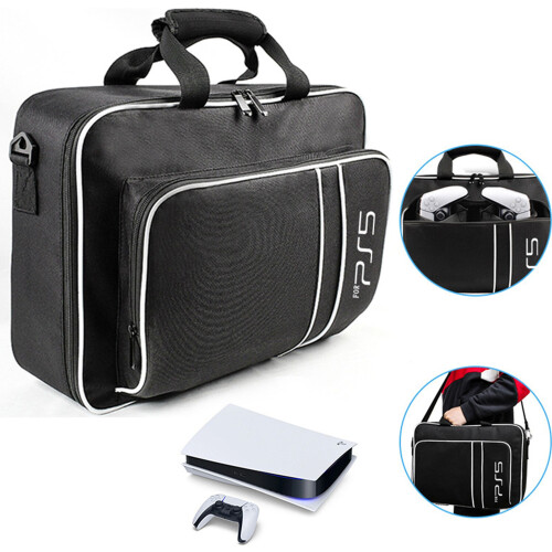 Protective Travel Carrying Case for PS5 Console and Controllers, Durable Storage Bag with Padded Interior