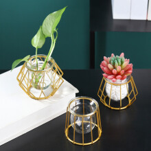 Pots de fleurs de style nordique, accessoires de décoration moderne avec vases géométriques en métal pour votre espace de vie
