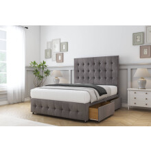 Sloomy Berlin Slate Naples Divan Bed Base No Drawers With 26" Strutted Headboard & 12" Matching Footboard 2'6 Small Single