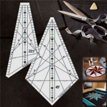 2X Acryl-NäH-Patchwork-Lineal Rakel 22,5 / 45 NäHschablonen-Lineal Patchwork-Quiltlineal DIY-NäHschablonen-Werkzeug