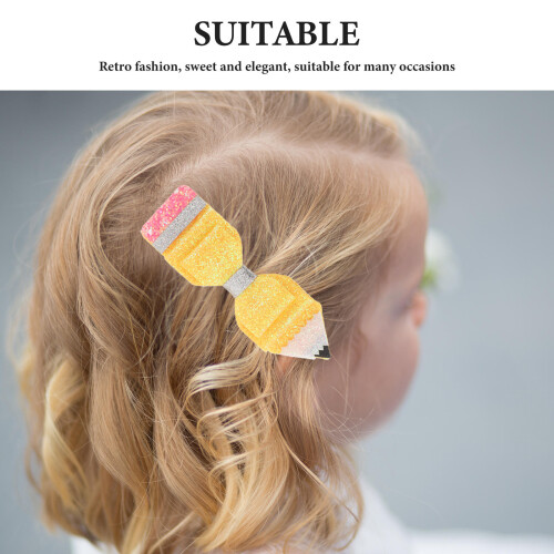 4St Glitter Pencil Bows Haaraccessoires Duckbill Clips