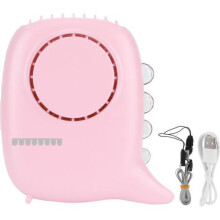 Ventilatore da collo portatile ricaricabile tramite USB, con 3 velocità, leggero e compatto, colore rosa, ideale per viaggi e attività all'a