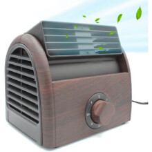 Ventilatore da tavolo da 30 W con doppia turbina silenziosa, griglia regolabile, flusso d'aria potente, in ABS effetto legno.