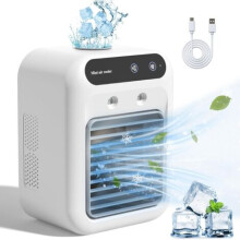 Mini raffrescatore d'aria portatile ricaricabile da 25 W con 2 nebulizzatori, ventilatore personale a 2 velocità per piccole stanze, camera