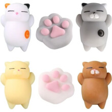 Set di 6 giocattoli mochi morbidi, a forma di zampa di gatto e calamaro, antistress per bambini e adulti, regalo kawaii.