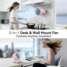 Ventoinha Turbo USB para Mesa ou Parede de Alta Velocidade Rosa