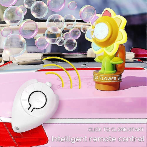 Sunflower Bubble Machine, Dancing Sunflower Bubble Machine for Car, Remote Control Bubble Maker Machine with Colorful Lights 2