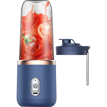 Liquidificador portátil para smoothies, 400ml, elétrico, recarregável via USB, com 1 copo para misturar, azul, compacto para viagens e uso d