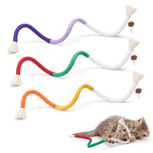 Conjunto de 3 brinquedos para gatos, corda de mastigar de 70 cm, brinquedo para estimular o apetite, brinquedo para limpeza dos dentes de ga