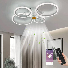Ventilador de teto com luz, silencioso e com intensidade ajustável, 108W e 15W, 6 velocidades, com controle remoto.