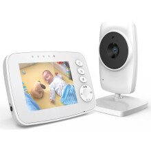 Babá eletrônica com câmera, comunicação bidirecional de 2,4 GHz, visão noturna, áudio nítido e monitoramento interno confiável.