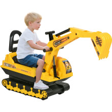 Escavadeira de brinquedo com pá e buzina, escavadeira infantil com compartimento de armazenamento sob o assento, carrinho de construção para