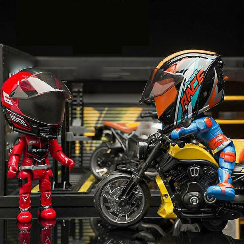 (Red) Q Version Motorcycle Action Figure - Transforming Model with Movable Joints 2