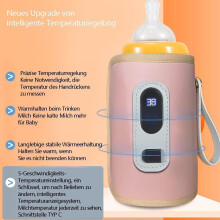 Chauffe-biberon portable, rechargeable par USB-C, 5 niveaux de température, maintient le lait de bébé au chaud.