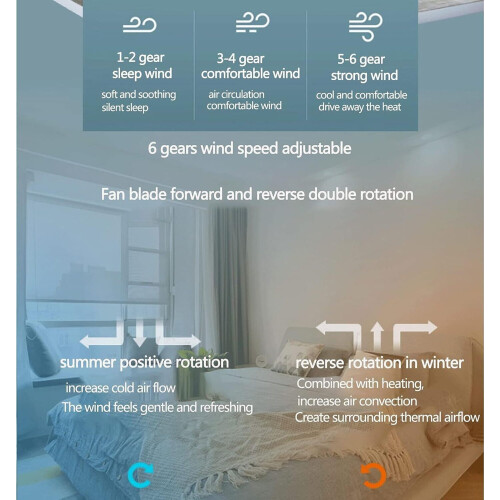 Ceiling Fan with Light, Quiet Dimmable Ceiling Light, 108W and 15W, 6-Speed, With Remote Control 2