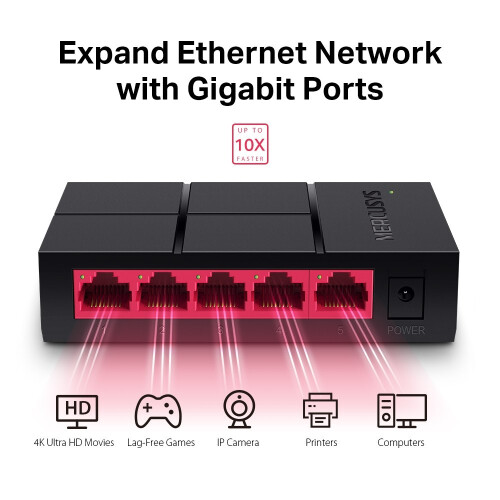 Mercusys 5-Port 10/100/1,000 Mbps Desktop Switch 1