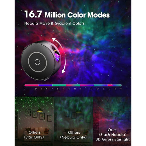 LED Starry Sky Projector, WiFi Projector with RGB Dimming, Voice Control, 3D Galaxy, Black 1