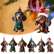 Décoration de Noël amusante en forme de chien, idée cadeau pour les amoureux des chiens, design unique, effet 3D, teckel, décoration de Noël en