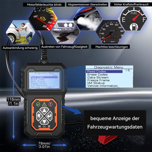 OBD2 Diagnostic Scanner for All OBD2 Protocol Vehicles, Car Fault Code Reader and Engine Check Tool 2