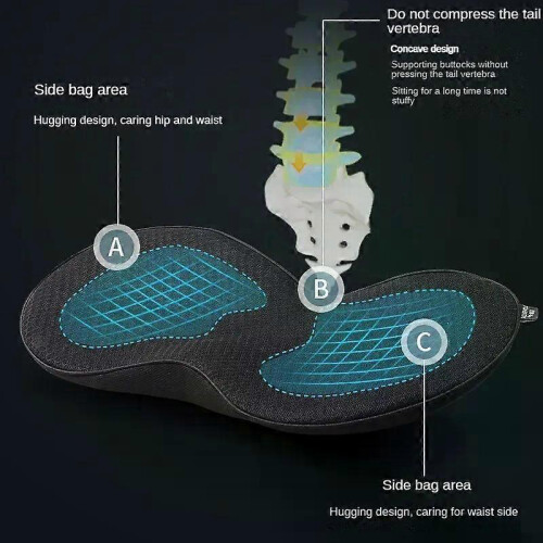 (Black) 2 in 1 Multifunctional Car Seat Cushion Universal Memory Lumbar Pillow Support 1