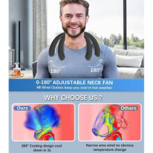 Ventilateur de cou USB portable sans pales, silencieux et rafraîchissant, ajustable, idéal pour les voyages et les activités de plein air, n