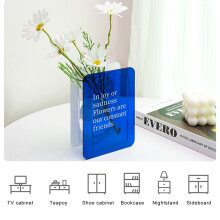 Vase moderne en forme d'arche, vase à fleurs bleu en acrylique, vase géométrique, centre de table polyvalent pour la décoration, vase décoratif