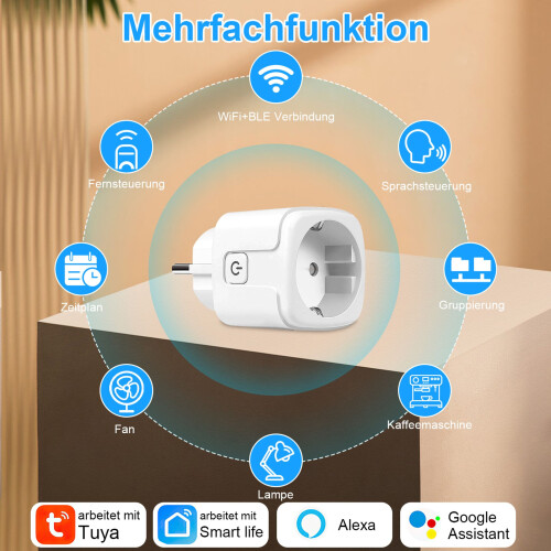 8-Pack WiFi Smart Plug, App Controlled Power Socket, 16A, 3520W Max, Timer Function, Wireless Outlet for Home Use 1