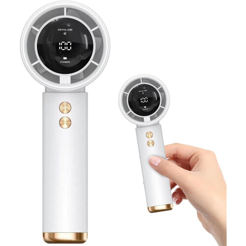 Mini ventilateur blanc rechargeable, écran digital réglable pour extérieur 1