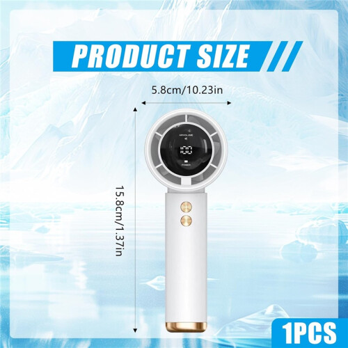 Mini ventilateur blanc rechargeable, écran digital réglable pour extérieur 2