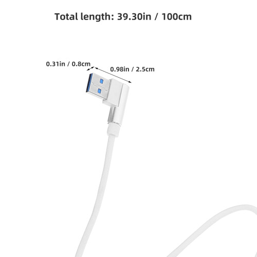2St Rechte Micro USB Kabel Wit, Gevlochten, Snelle Data Transfer 1