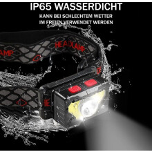 LED-COB-Stirnlampe mit USB-Anschluss, 8 Leuchtmodi, Sensor und Rotlichtfunktion, leichte, wasserdichte Mini-Stirnlampe (IPX4) für