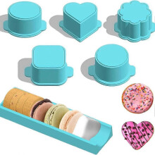 5 PCS Cake Mold Set with 7.87-inch Tray,Heart Square Cloud Oval Round 3D Printed Baking Molds,for Home DIY Baking,Birthday Parties,Wedding Desser