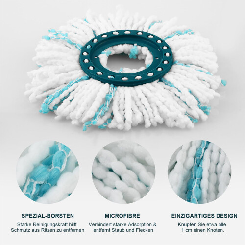 Conjunto de 4 Refis para Mop Twist Disc Micro Duo, Compatíveis com Mops Giratórios, Almofadas de Limpeza em Microfibra Duráveis