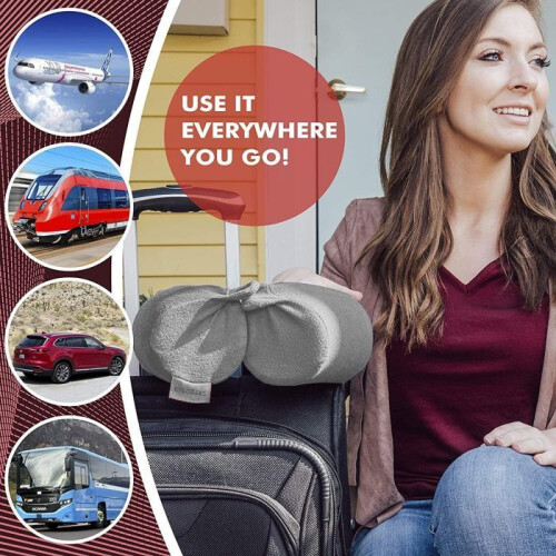 Travel Pillow, Memory Foam Cervical Pillow, Foldable Neck Support Cushion for Side Sleeping, Grey 2