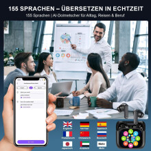 KI-Übersetzer-Ohrhörer, kabellose Bluetooth-Ohrhörer, ANC, 300-mAh-Ladecase, 155 Sprachen, EQ-Klangmodi