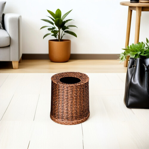 Retro Rattan Afvalbak Met Plastic Voering Badkamer 2