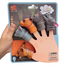 (G) Soft Animal Hand Puppets Pack of 5 Children Role Play Toy Safe PVC Material for Creative Storytelling Play Multicolor