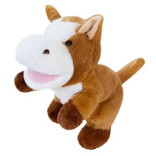 (Horse) Plush Farm Animal Hand Puppet Toy Movable Mouth Dog Duck Horse Cow Sheep Pig Hand Puppet Role Hr