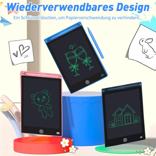 Pacote com 12 Tablets de Escrita LCD para Crianças, Quadros de Desenho Reutilizáveis de 8,5 Polegadas, Lembrancinhas Educativas para Festas, 2