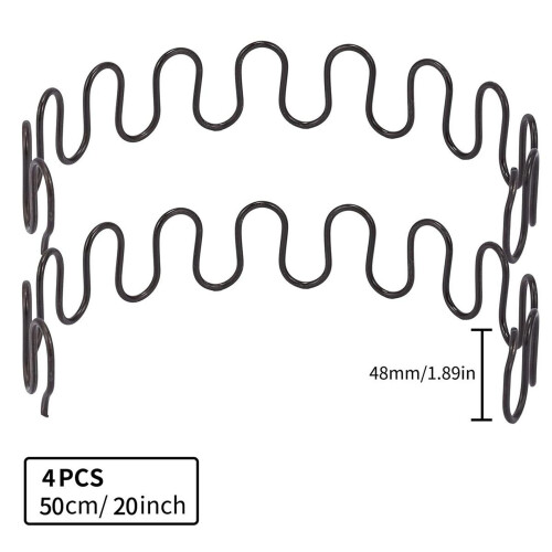 Kit de reparo de molas de sofá de 4 peças, 50 cm (20 polegadas), com 8 ganchos em S, resistente e com encaixe em ziguezague para móveis e as 2